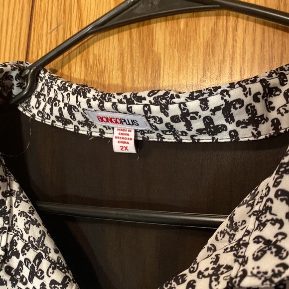 🔥Bongo White & Black Patterned Button Down Long Sleeve / Womens 2X - Picture 4 of 6